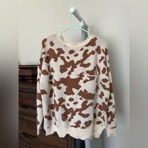 Cow Print Buckle Sweater